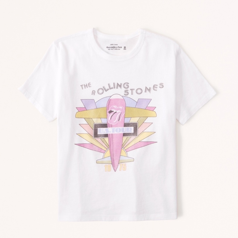 Abercrombie & Fitch Rolling Stones white graphic tee